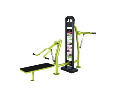 équipement de sport extérieur pour une aire de fitness outdoor : Chest press Hack squat.