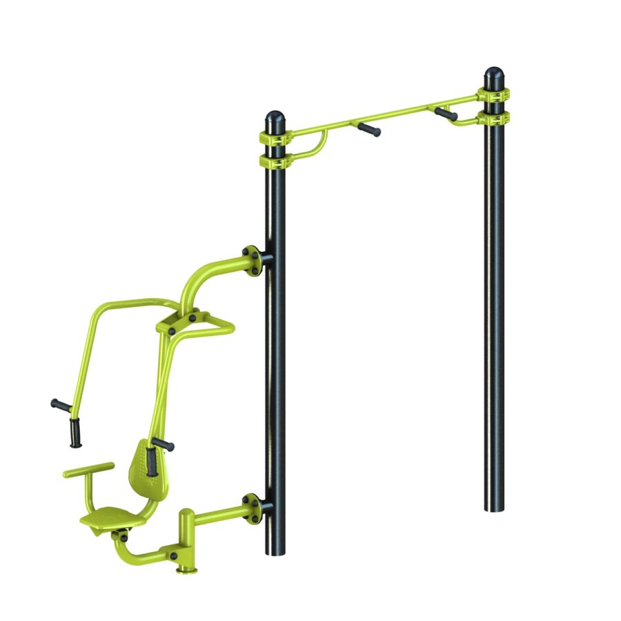 équipement de sport extérieur pour une aire de fitness outdoor : push, barre de traction poignée