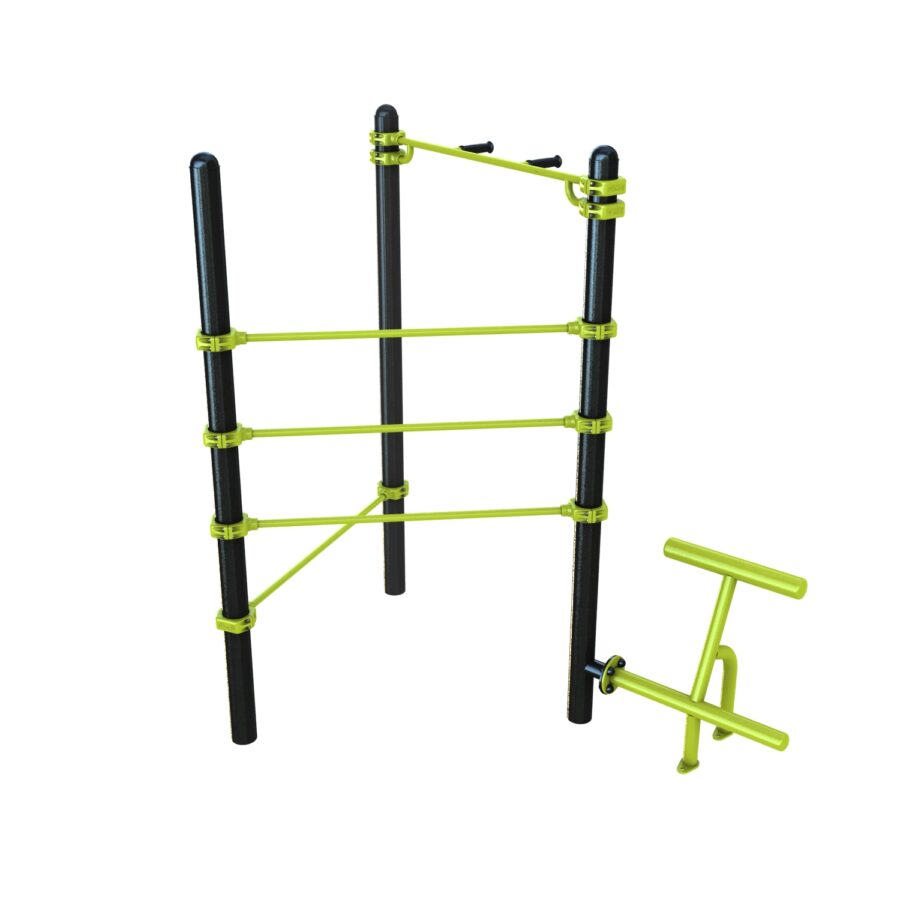 Station aire de fitness : Traction, espalier, barre de pompe, lombaire vue 4
