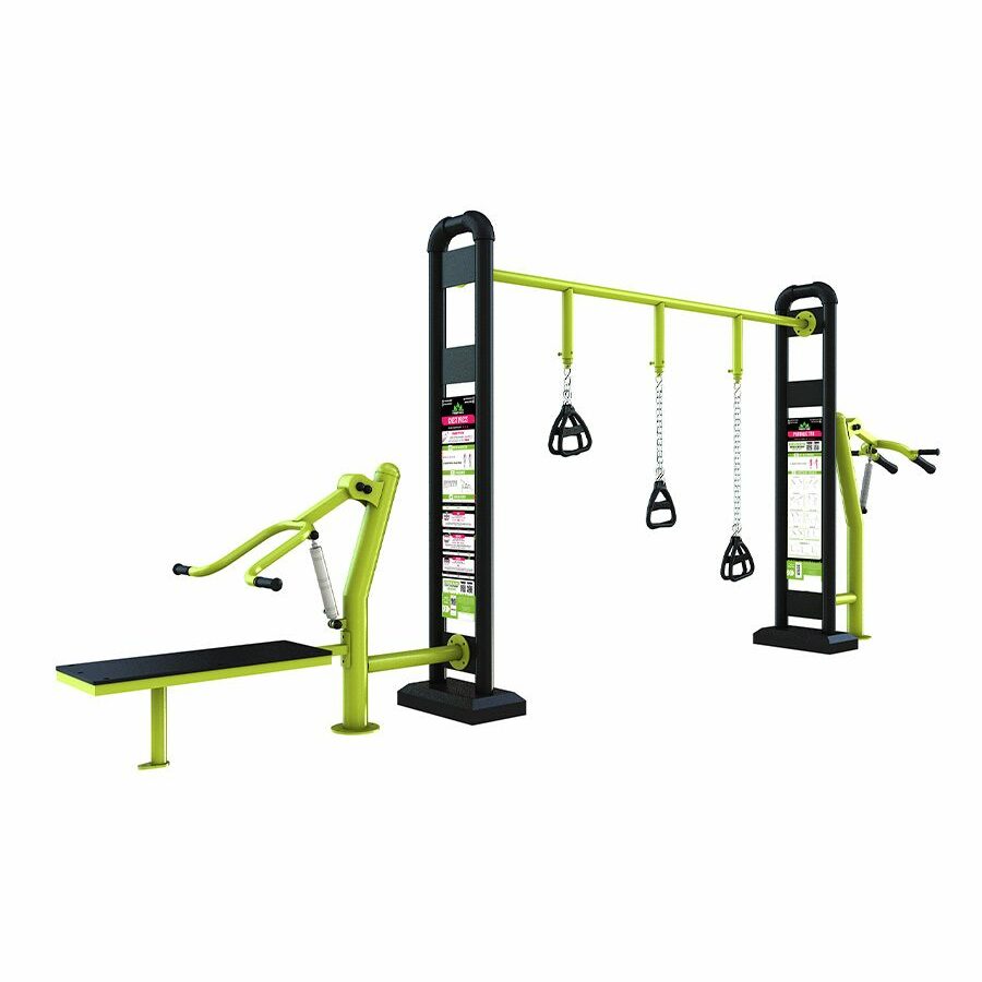agrès de sport extérieur fitness : portique trx chest hack squat