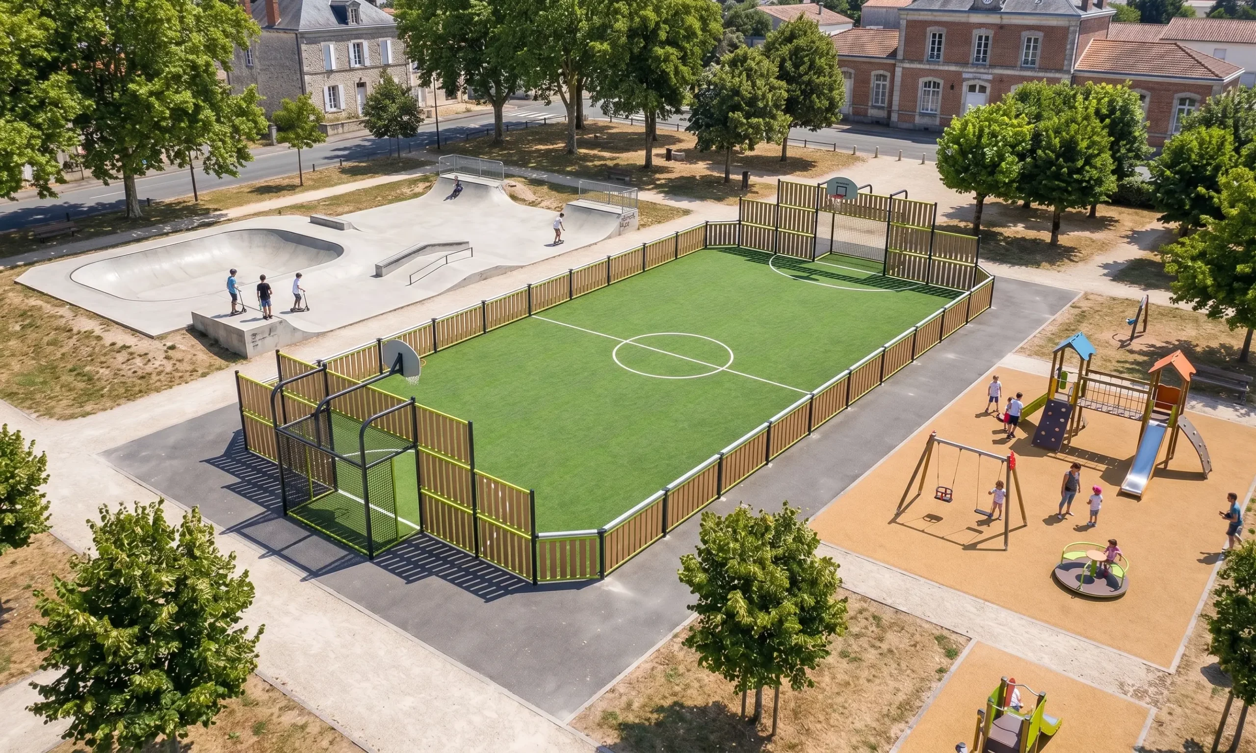 city stade Derby à côté pumptrack et aire de loisirs pour enfants