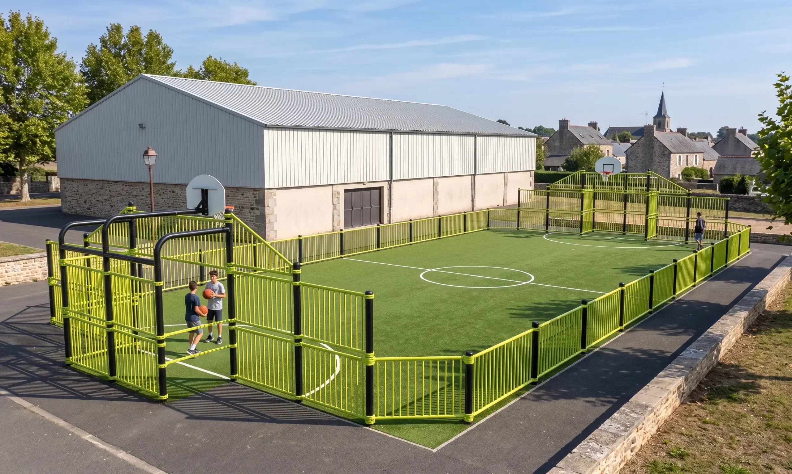 city stade stret par freetness installé à proximité d'un gymnase