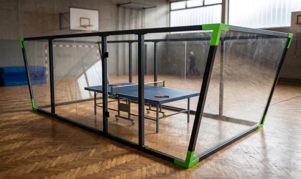 équipement de ping pong padel dans un gymnase