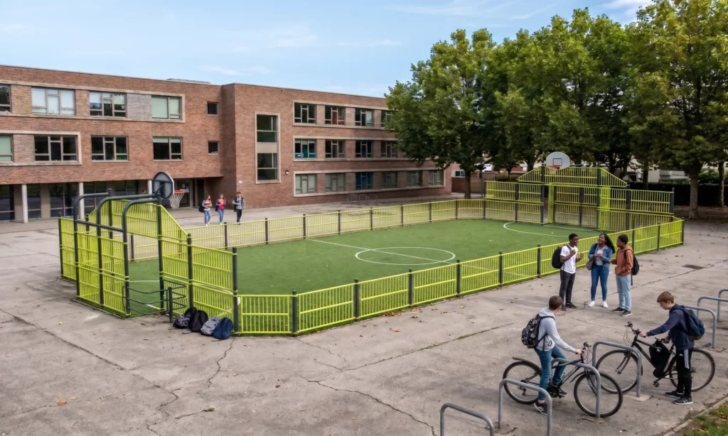 terrain multisports 89 dans une cours d'établissement scolaire