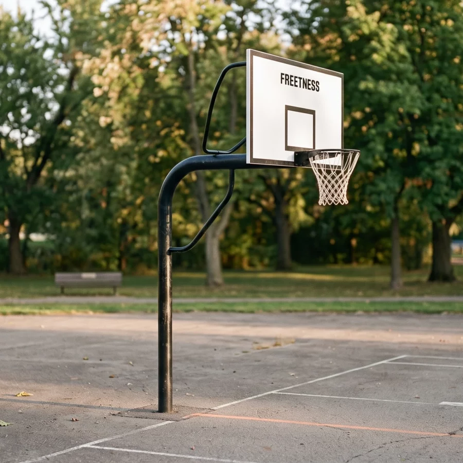 Panier de basket outdoor FPBR dans un parc public communal sur un terrain de jeu en libre accès
